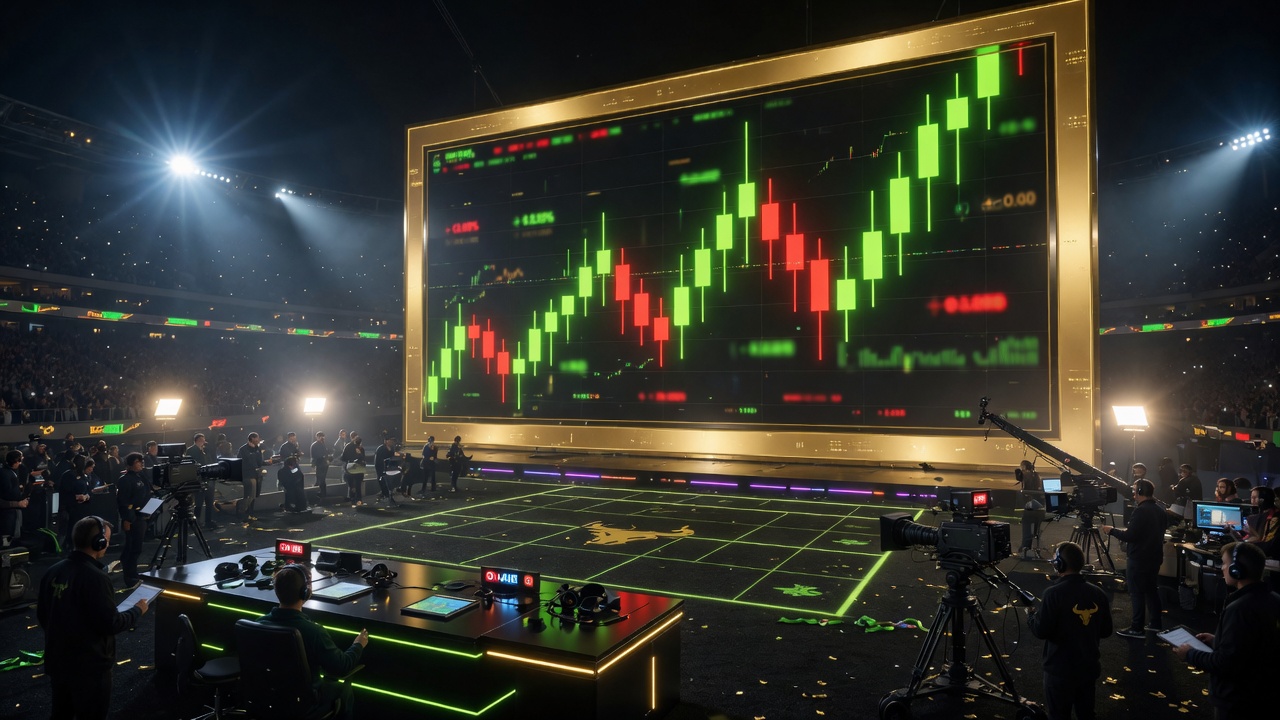 Stadium floor and gold jumbotron while SOL holds the bid